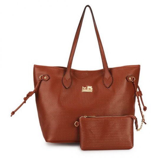 Coach City Knitted Medium Brown Totes DZL | Women